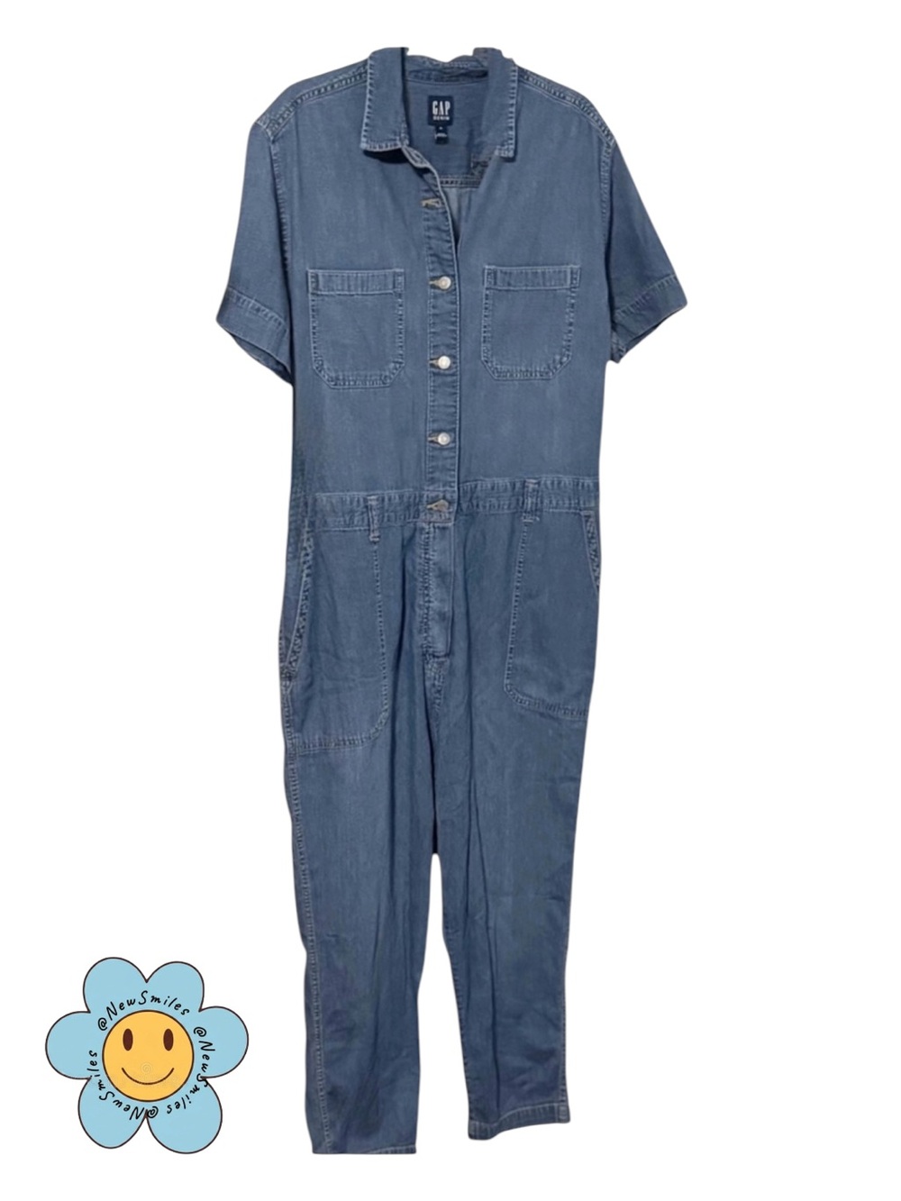 GAP Denim ~ Boiler Suit ~ Button Front Top ~ Medium to Light Denim ~Straight Leg